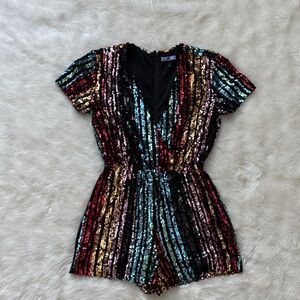 Vylette Multicolor Sequin Romper Size Small